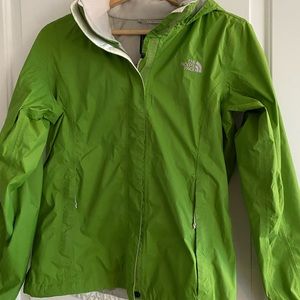 Green North Face raincoat